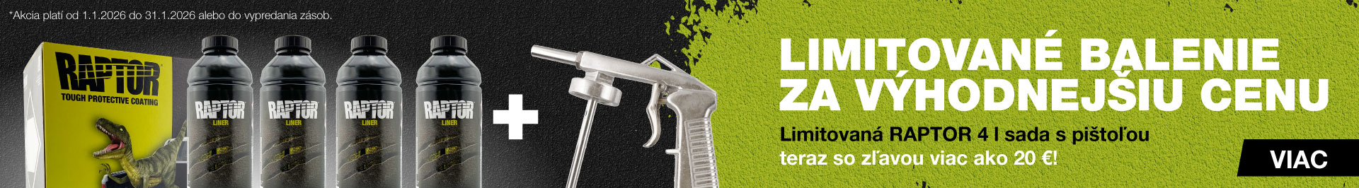AKCIA náter RAPTOR + striekacia pištoľ 2026