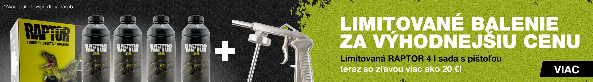 AKCIA náter RAPTOR + striekacia pištoľ 2026